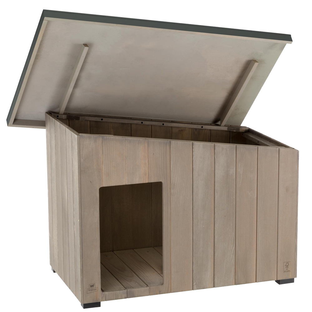 Niche pour extérieur, maison pour chiens argo 80 en bois fsc avec vernis atoxique, résistant aux u.v.