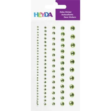 Heyda Acrylsticker mit Strasssteinen, rund, grün, sortiert