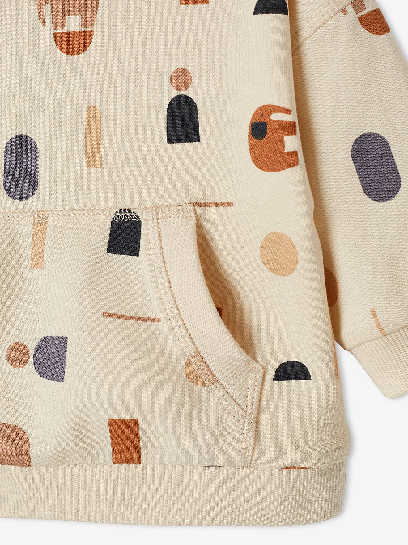 Moletom infantil em fleece bege claro com estampa.