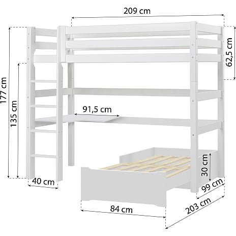 Hoppekids ECO Luxury MEGA-seng med lounge-modul og bordplade 90x200cm