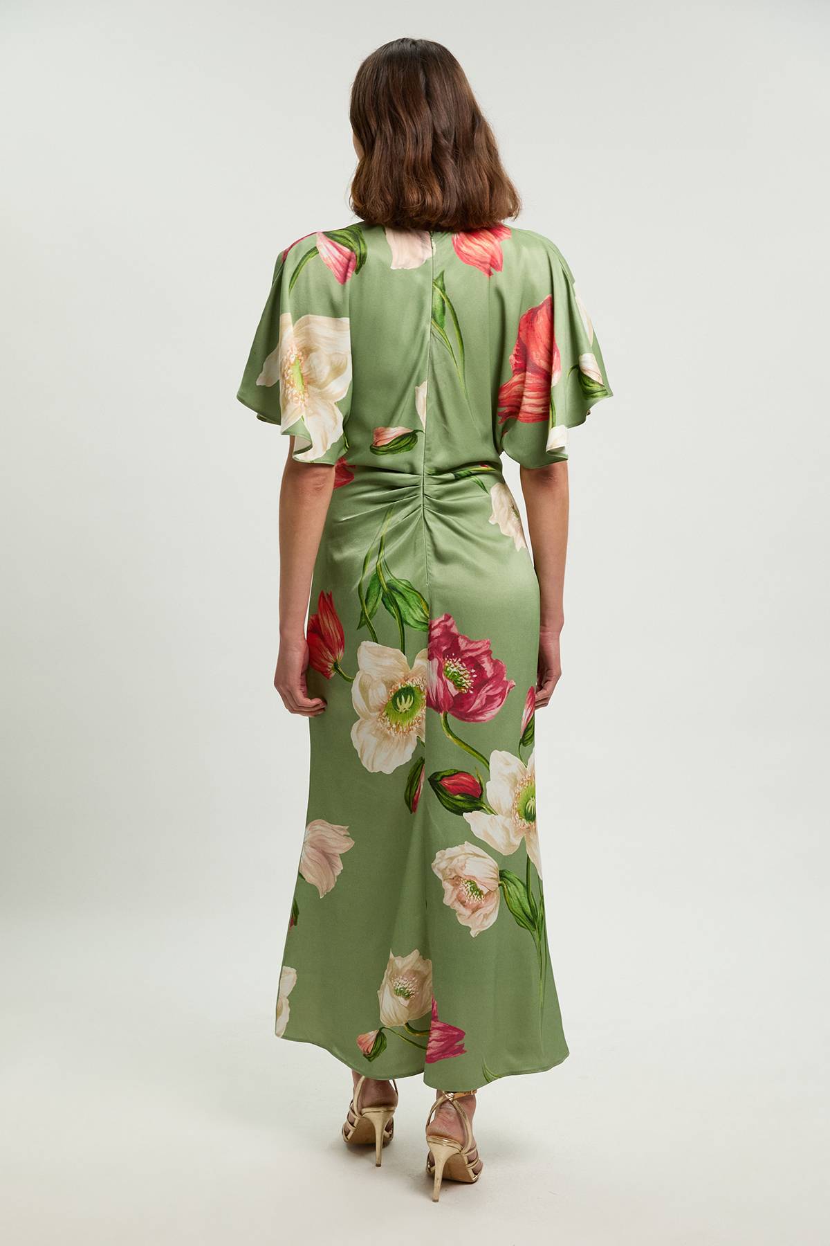 KarenMillen Robe Longue En Crêpe Satiné De Viscose Tissé À Imprimé Floral
