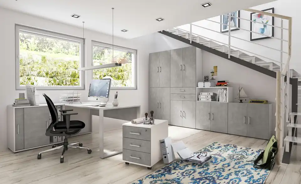 Aktenschrank Kasai 2 Türen 72 cm Weiß, Grau