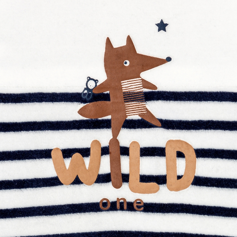 Dors-bien velours à rayures renard bleu bébé garçon