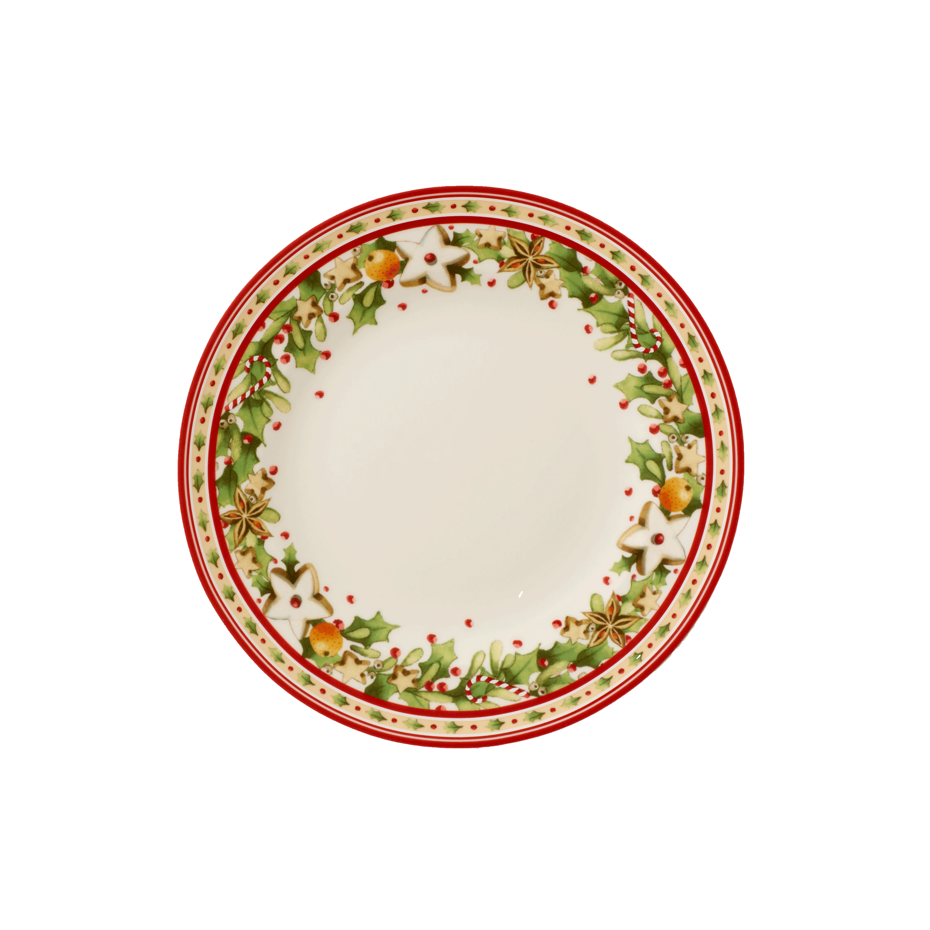 Winter Bakery Delight Appetizer and dessert plate Red, 8.5'', Premium Porcelain