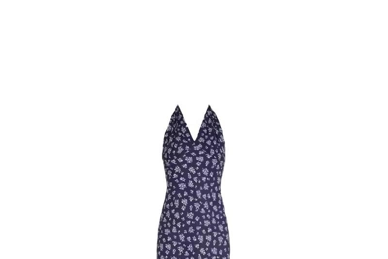 closetaine - Halter V-hals maxi-jurk met bloemenprint