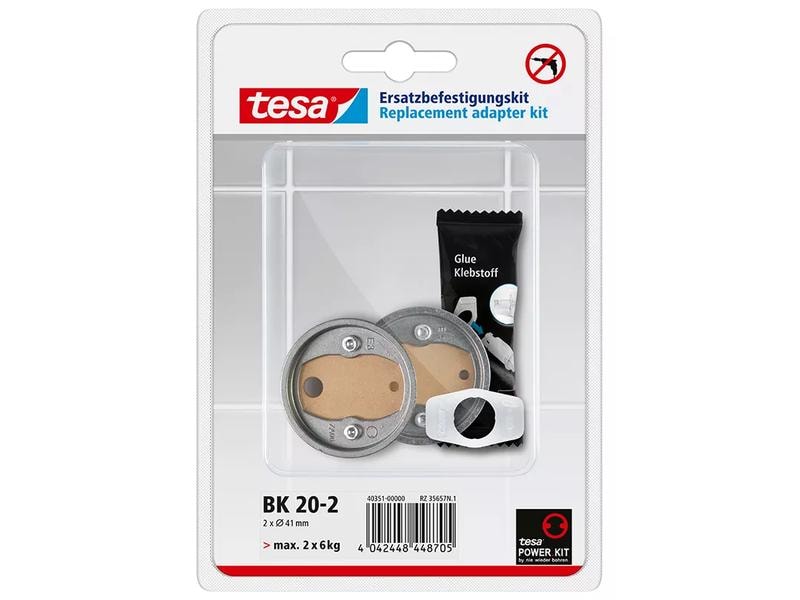 tesa Befestigungskit BK20-2, 2 Stück Ersatzbefestigungskit mit Zamakring-Adapter