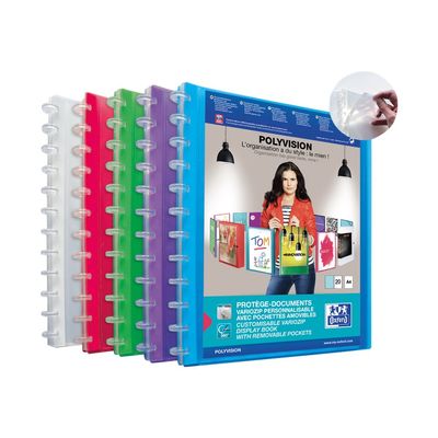 Oxford Polyvision Vario-Zip - Porte vues personnalisable rechargeable - 40 vues - A4 - disponible dans différentes couleurs translucides