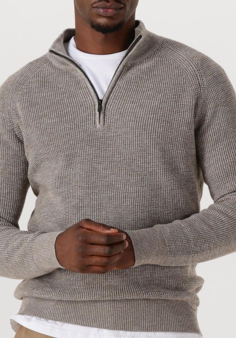 taupe gentiluomo trui turtle zip