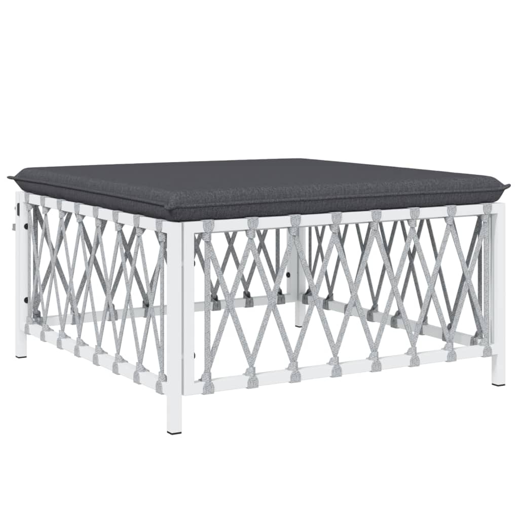 Salon de jardin meuble d'extérieur ensemble de mobilier 4 pièces avec coussins blanc acier
