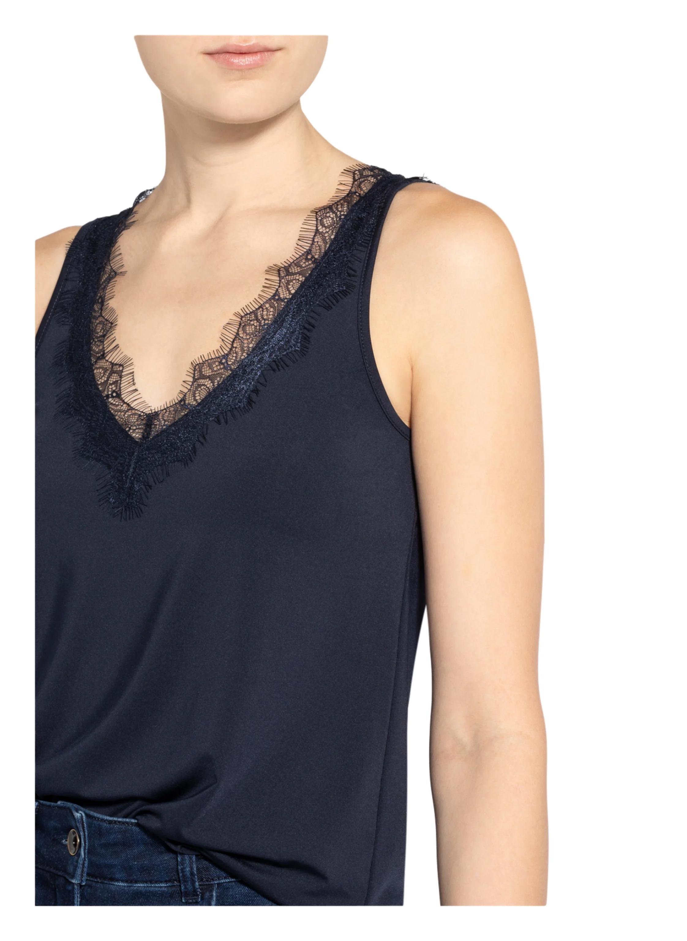 rosemunde Top mit Spitzenbesatz
