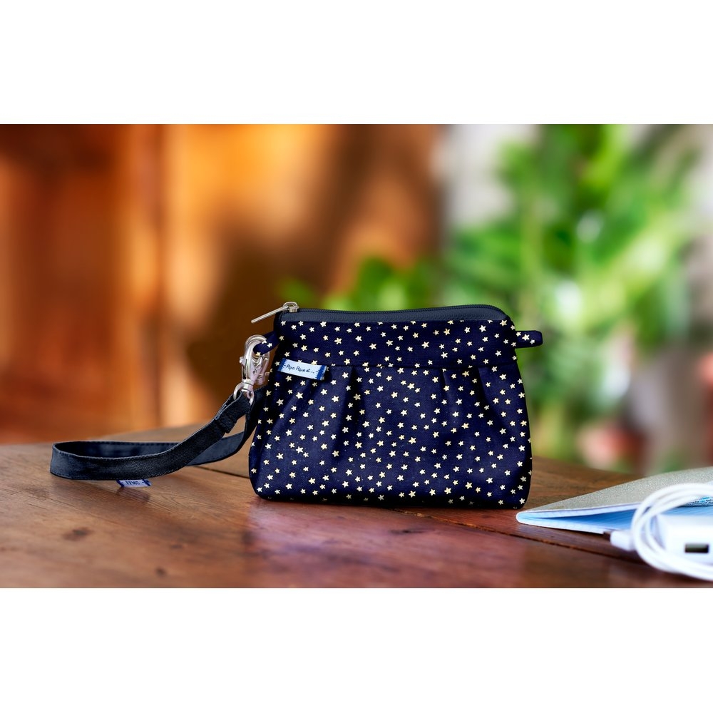 Mini Pochette Plissée Etoile Or Marine