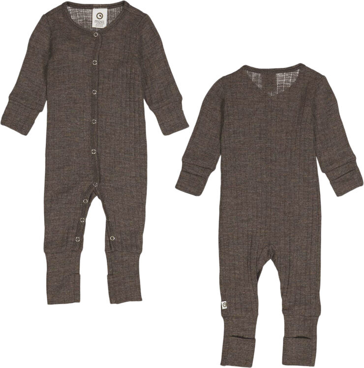Müsli by Green Cotton Woolly rib bodysuit Walnut melange
