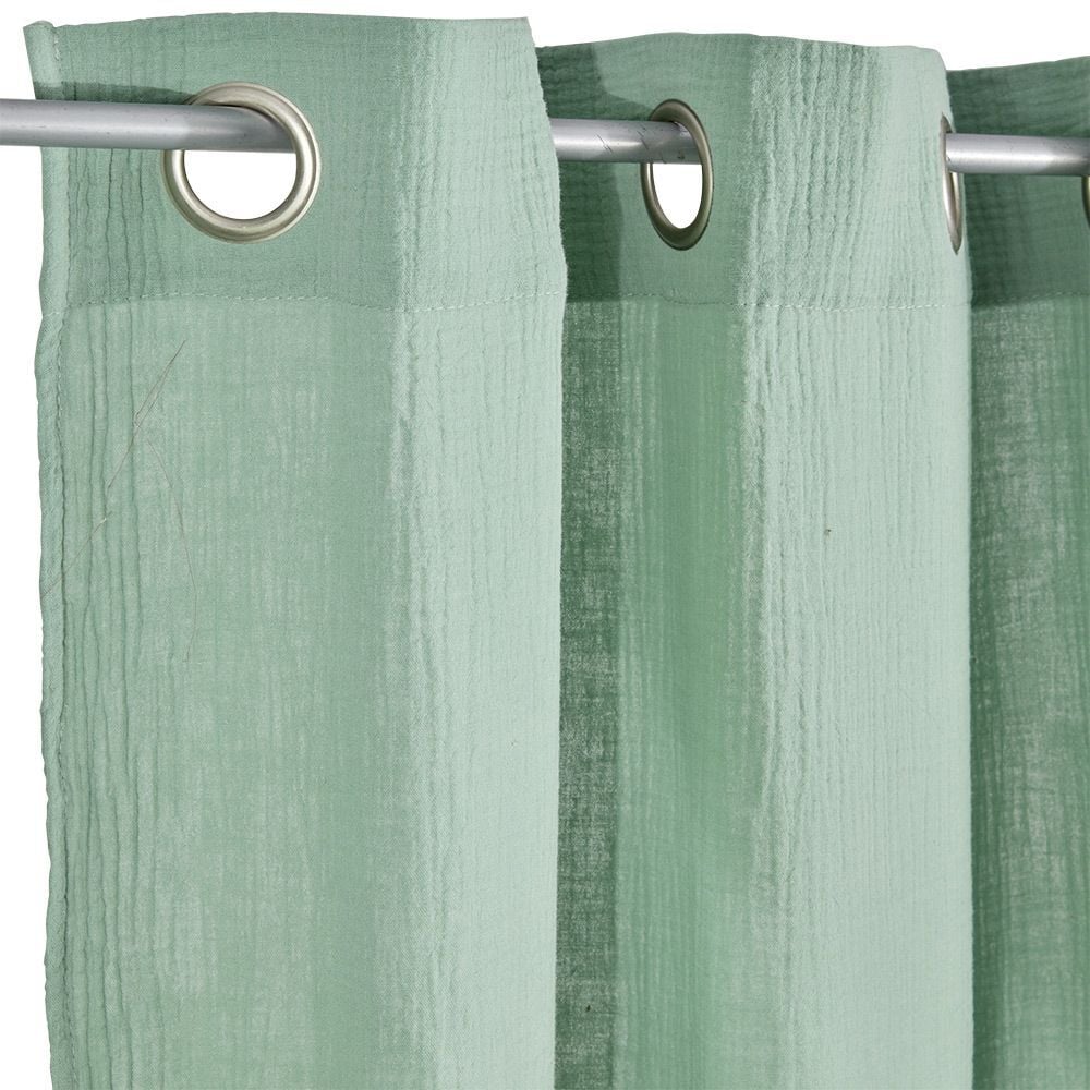 Rideau à oeillets gaze de coton vert uni 135xL240cm