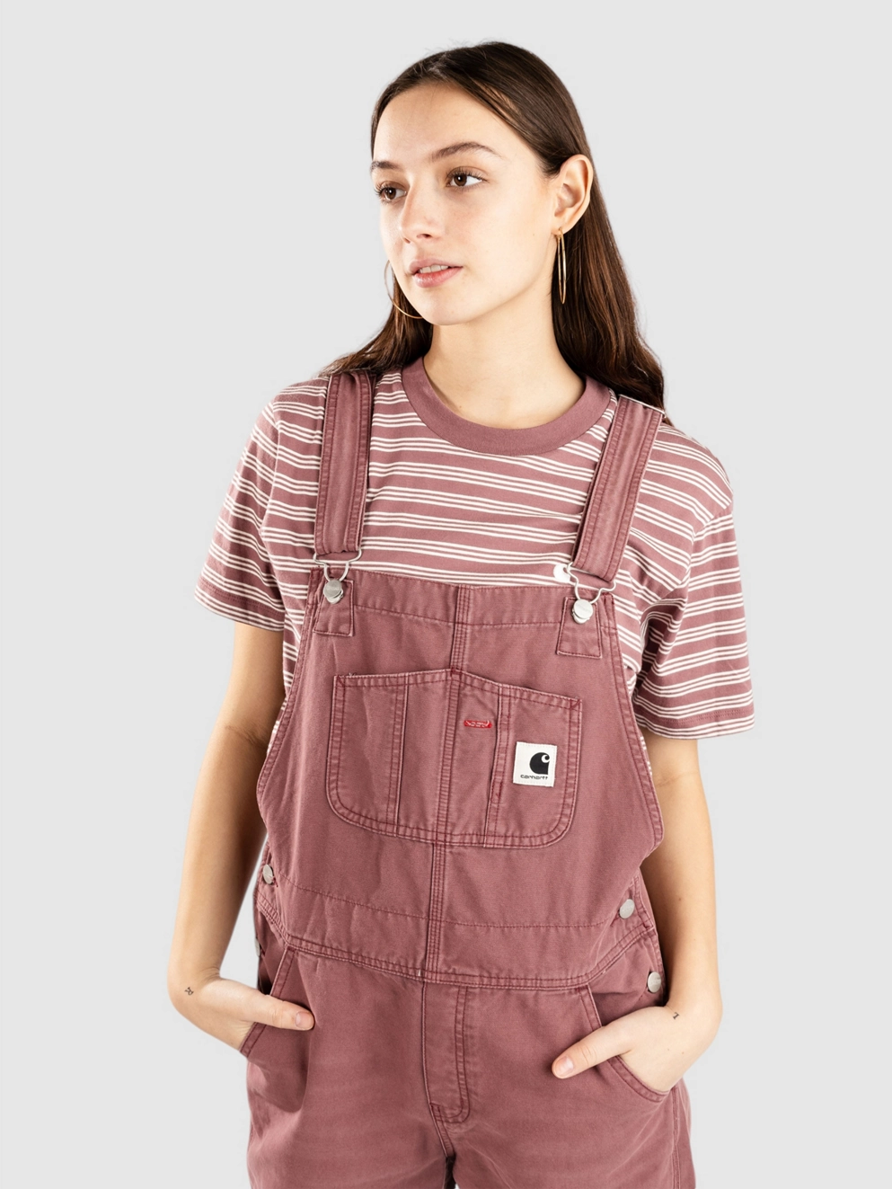 Carhartt WIP Bib Overall Straight Dungarees dusky pink/stone canvas