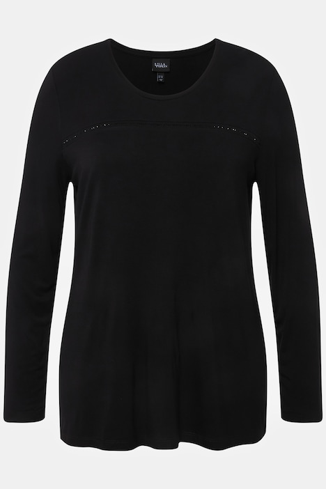 Shirt, Ziersteine, Classic, Rundhals, Langarm