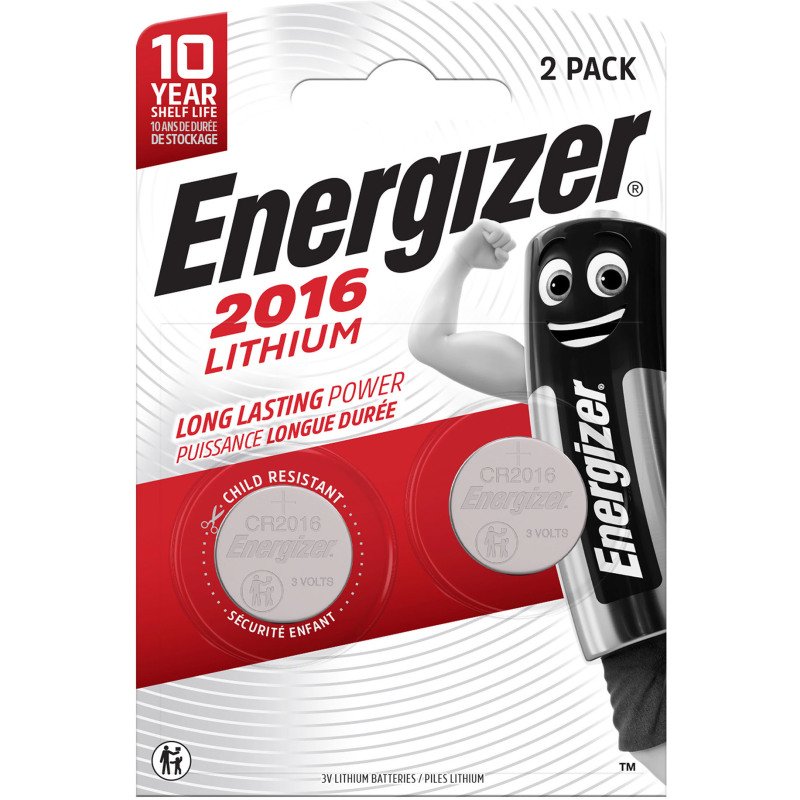 Energizer - Pack de 2 piles bouton Lithium CR2016 - 3V
