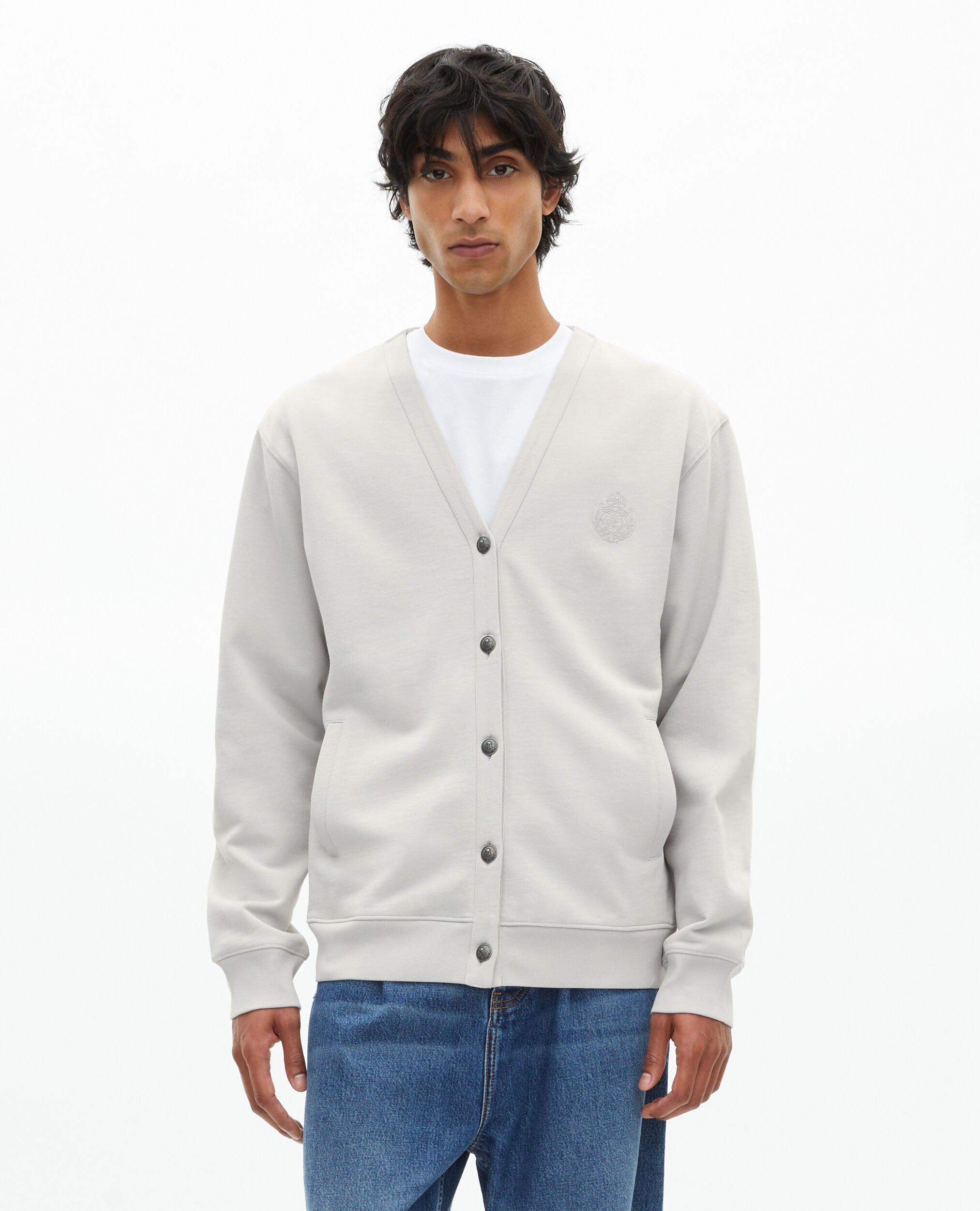 Cardigan boutonné en jersey gris