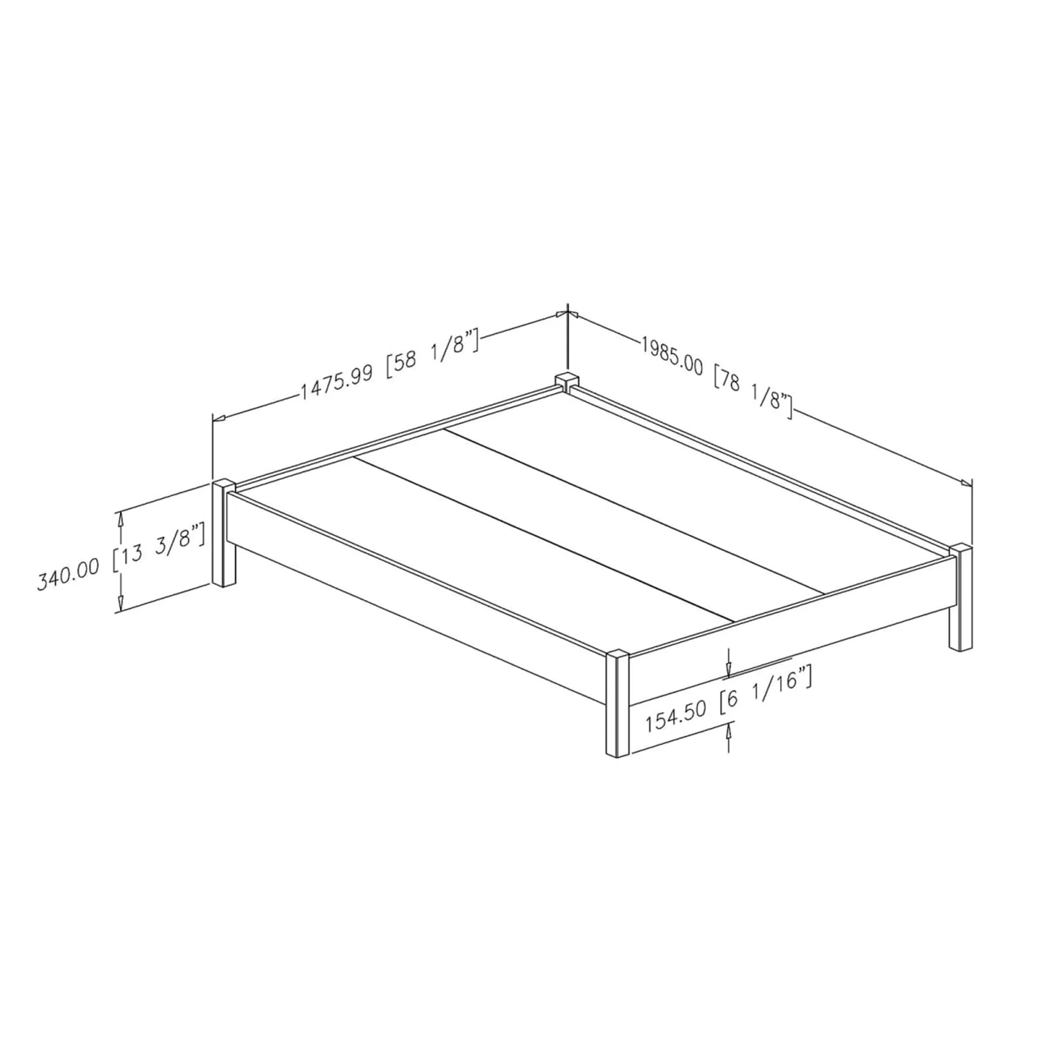 South Shore Lit Plateforme Double sur Pattes Munich - Blanc Solide