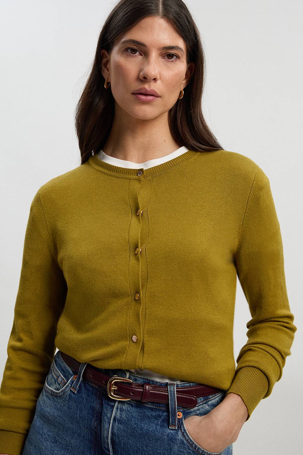 KarenMillen Cardigan Tricoté à Boutons-Pression en Mélange de Viscose