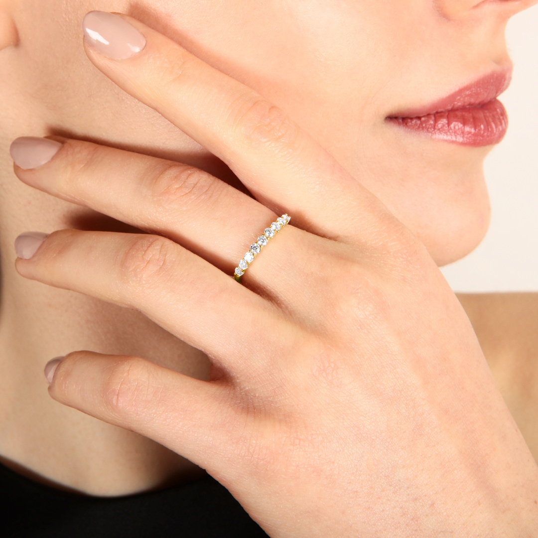 Damenring 750/18 K Gelbgold mit Diamanten 0.33 ct H/si