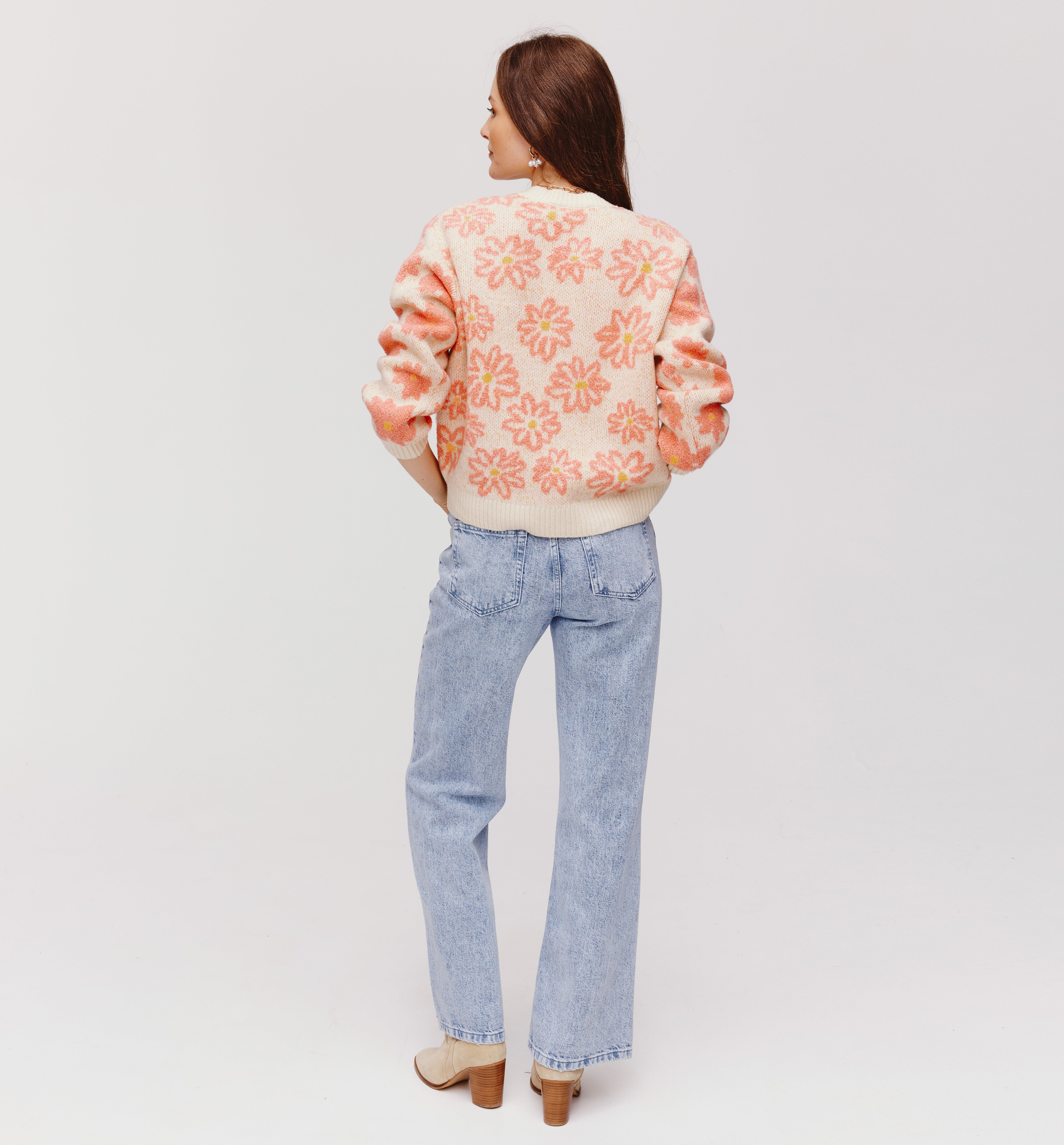 Pull à fleurs Femme - Imprimé rose