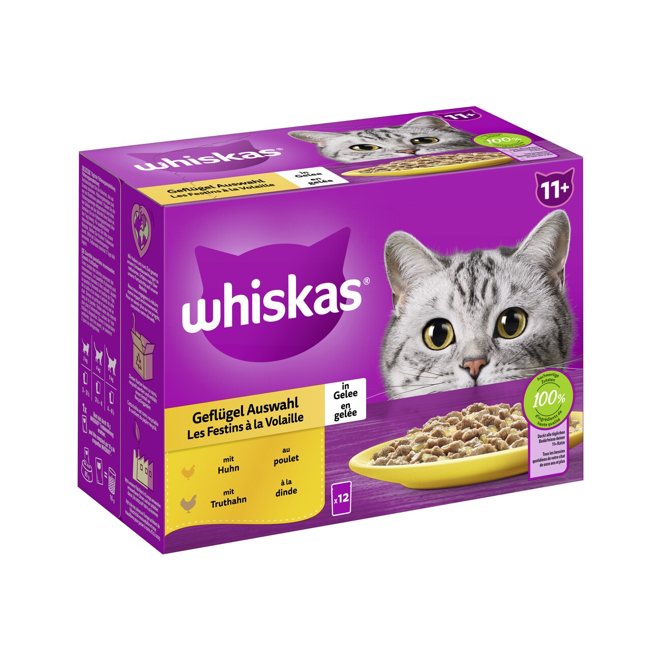 Whiskas Multipack 11+ Geflügel Auswahl in Gelee 12 x 85g