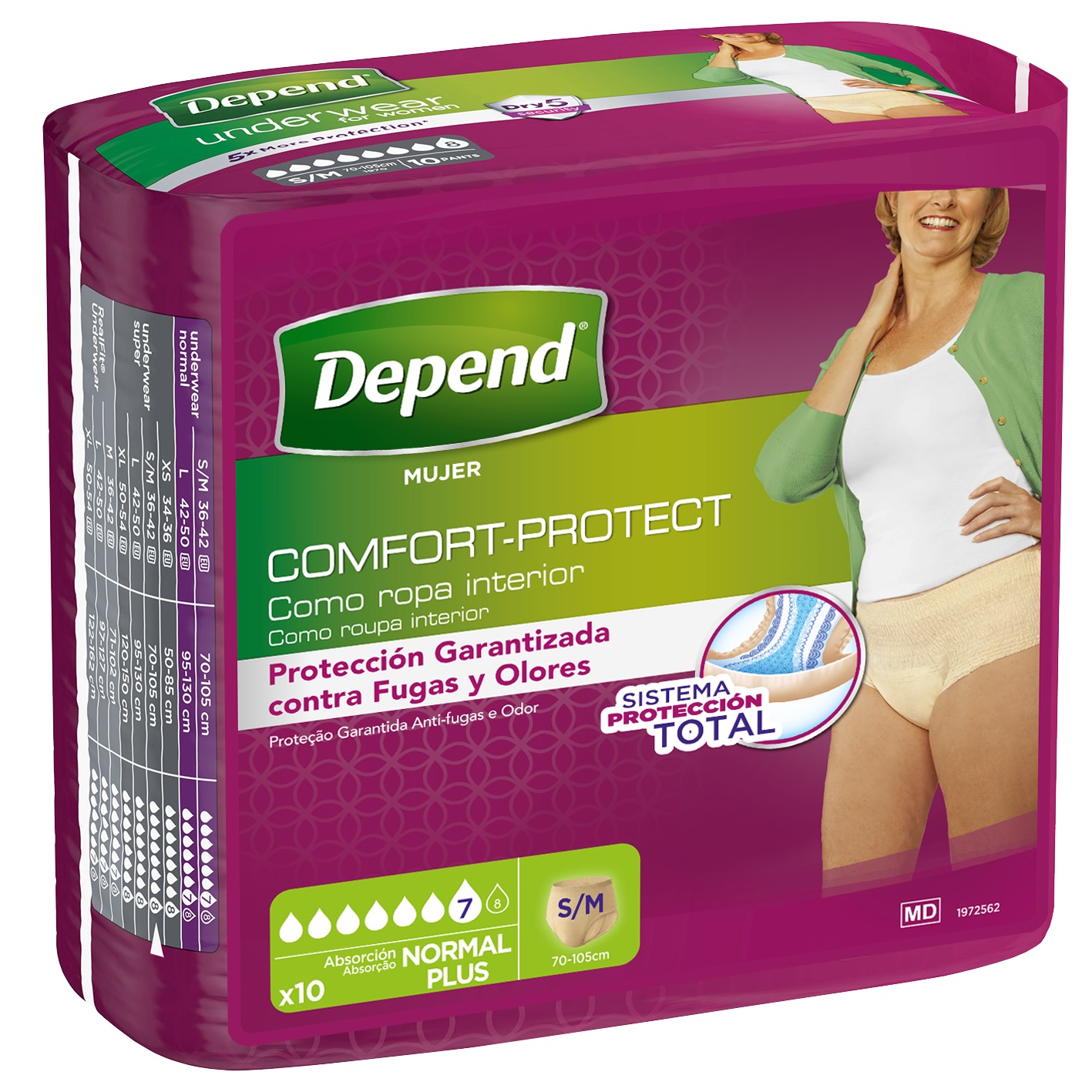 Cuecas Incontinência Depend Normal Mulher S/M 10UN