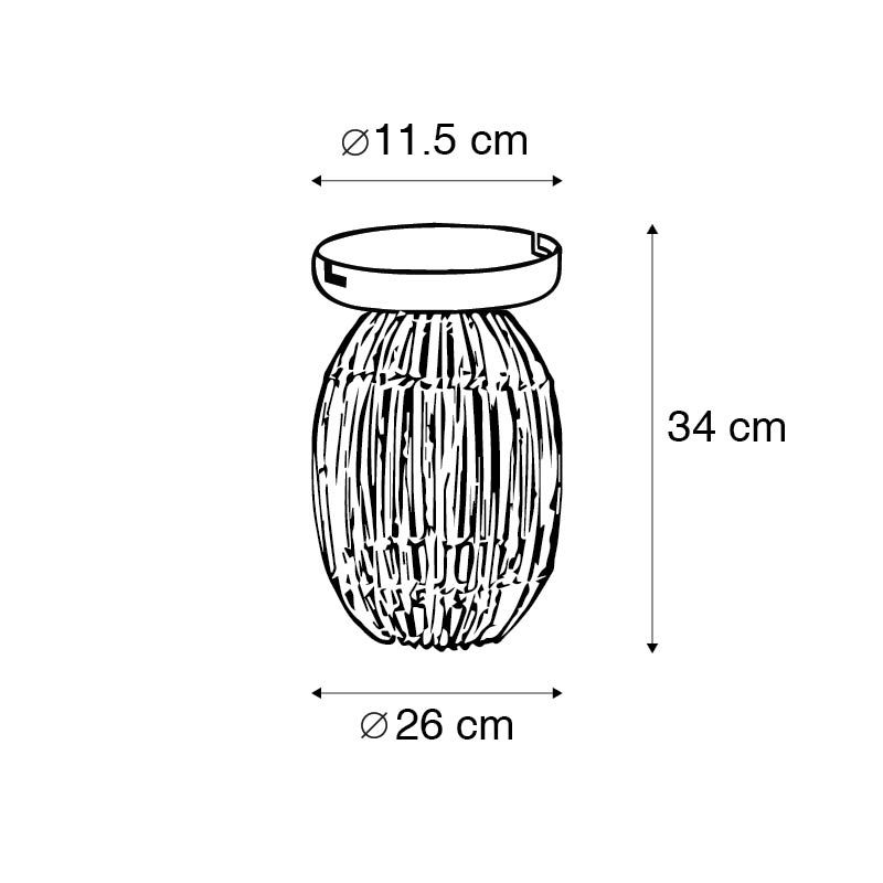 Landelijke plafondlamp bamboe en wit - Canna Capsule
