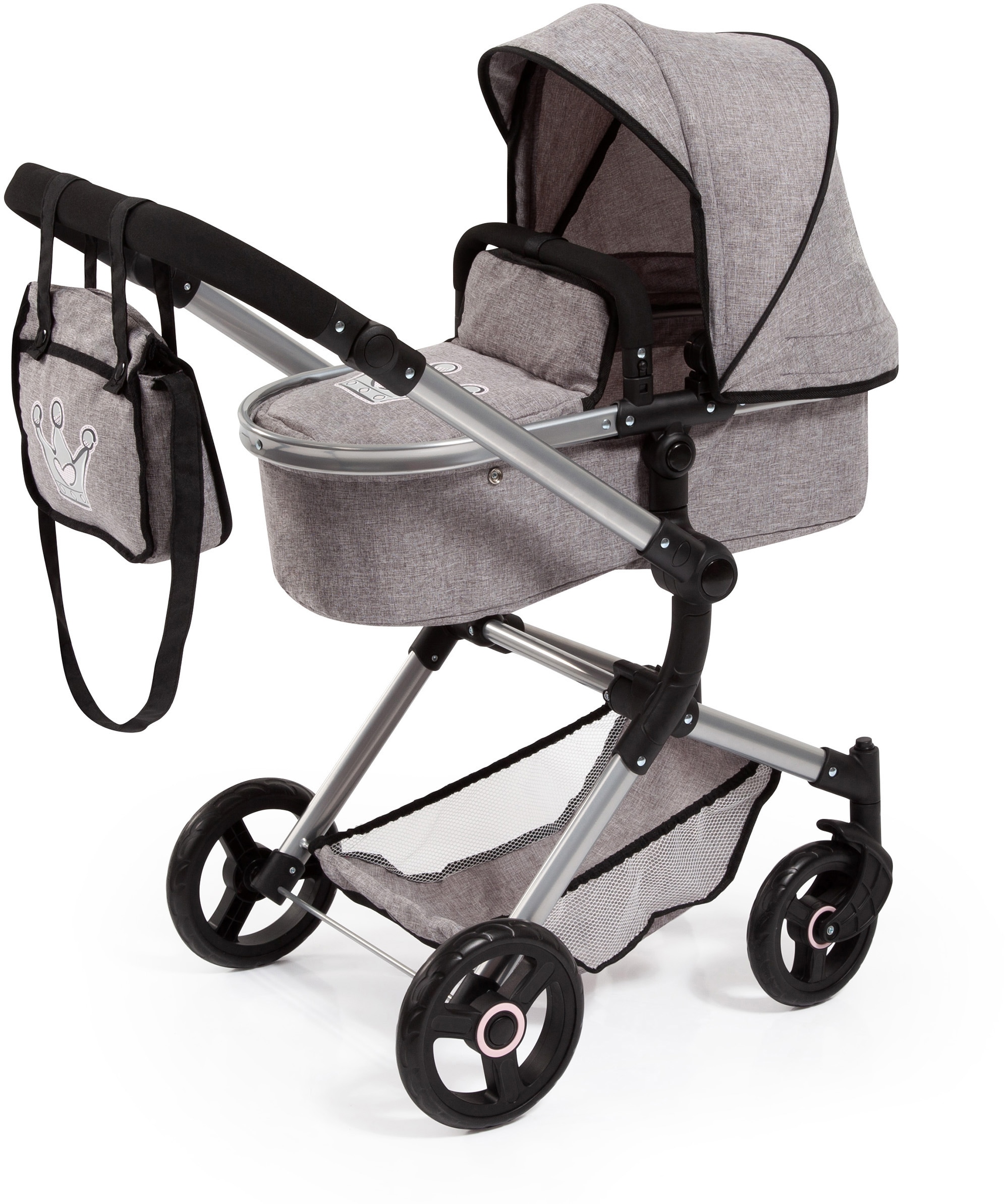 Bayer Kombi-Puppenwagen »Vario, Grau« inkl. Wickeltasche