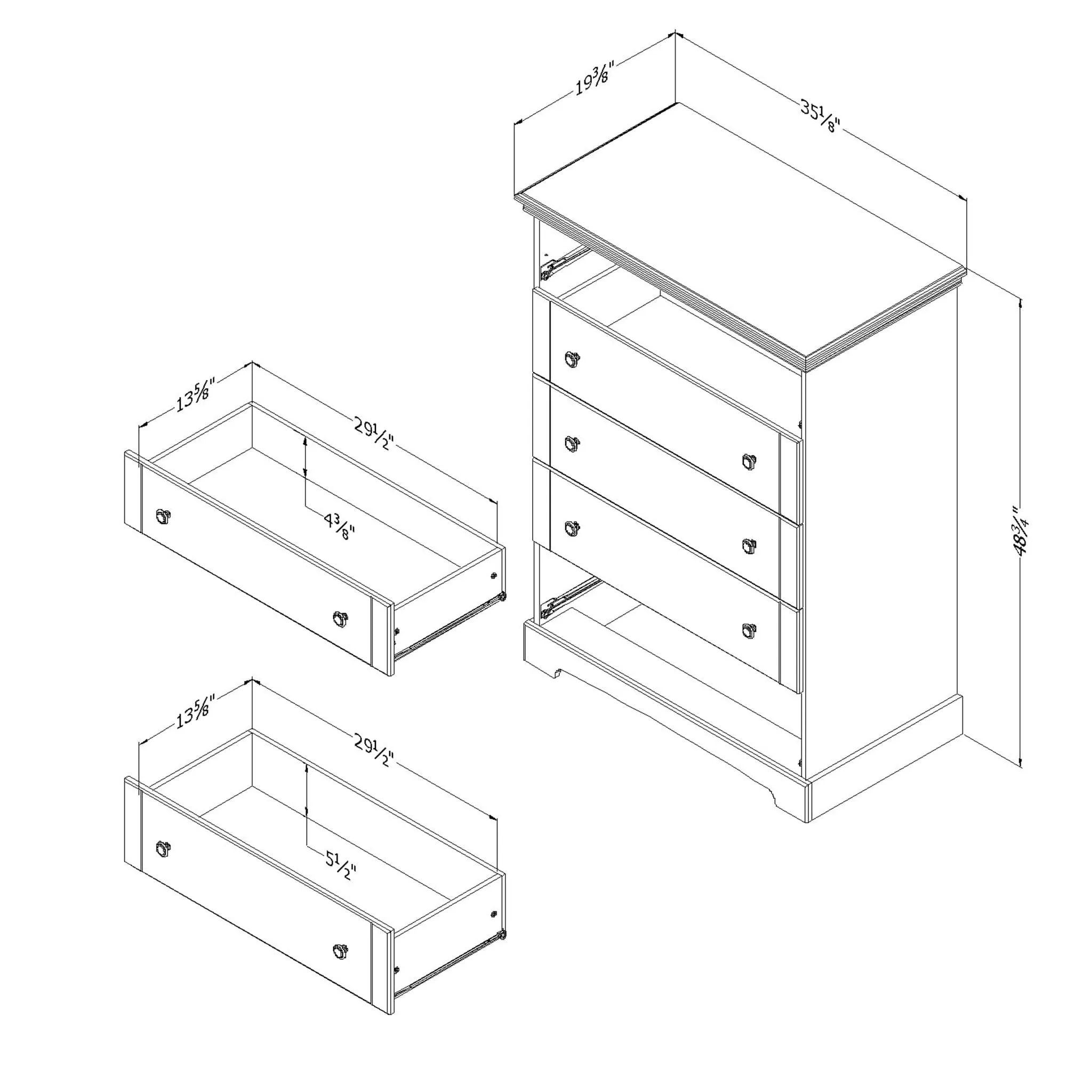 South Shore Commode 5 Tiroirs - Avilla Chêne Hivernal