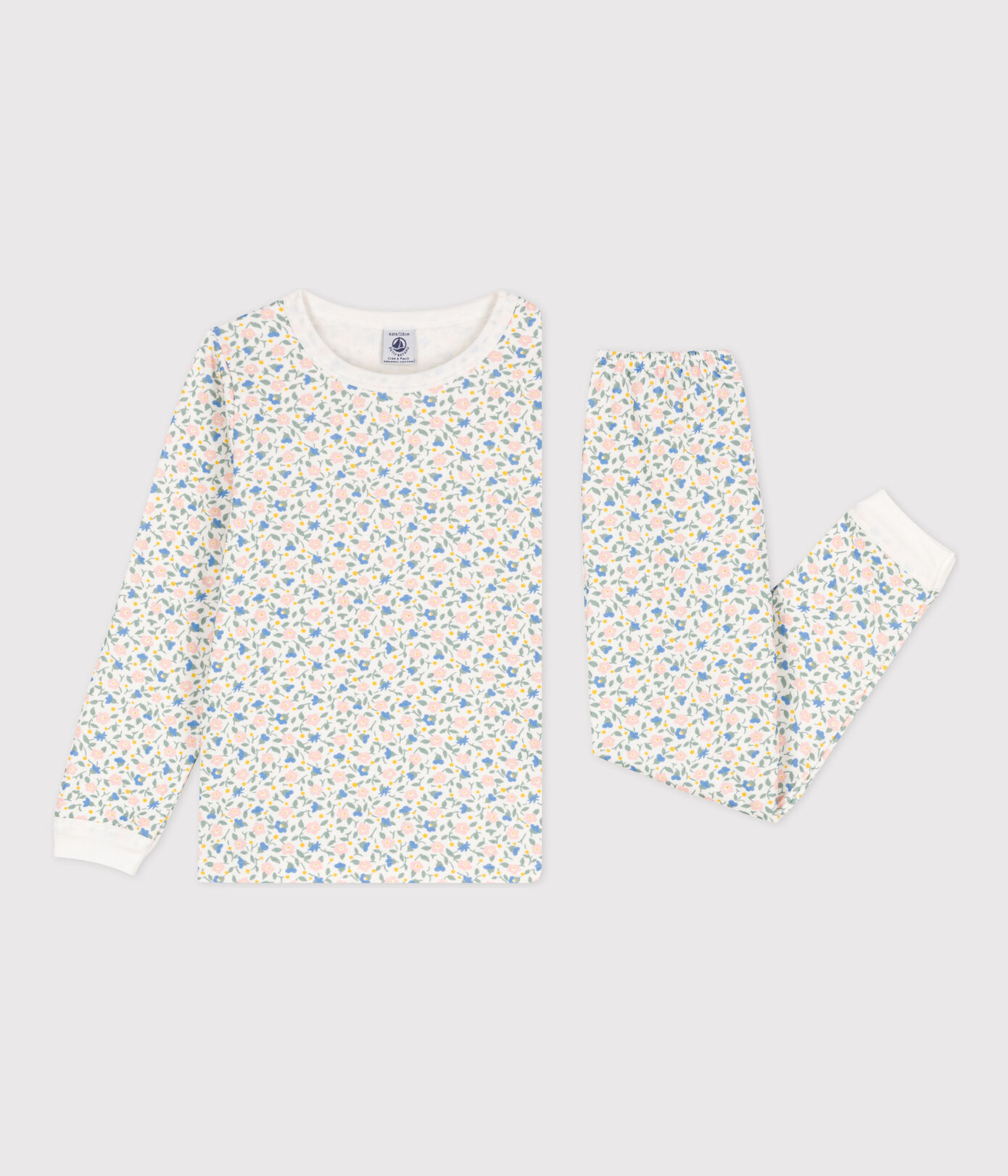 Pyjama fleurs en tubique petite fille