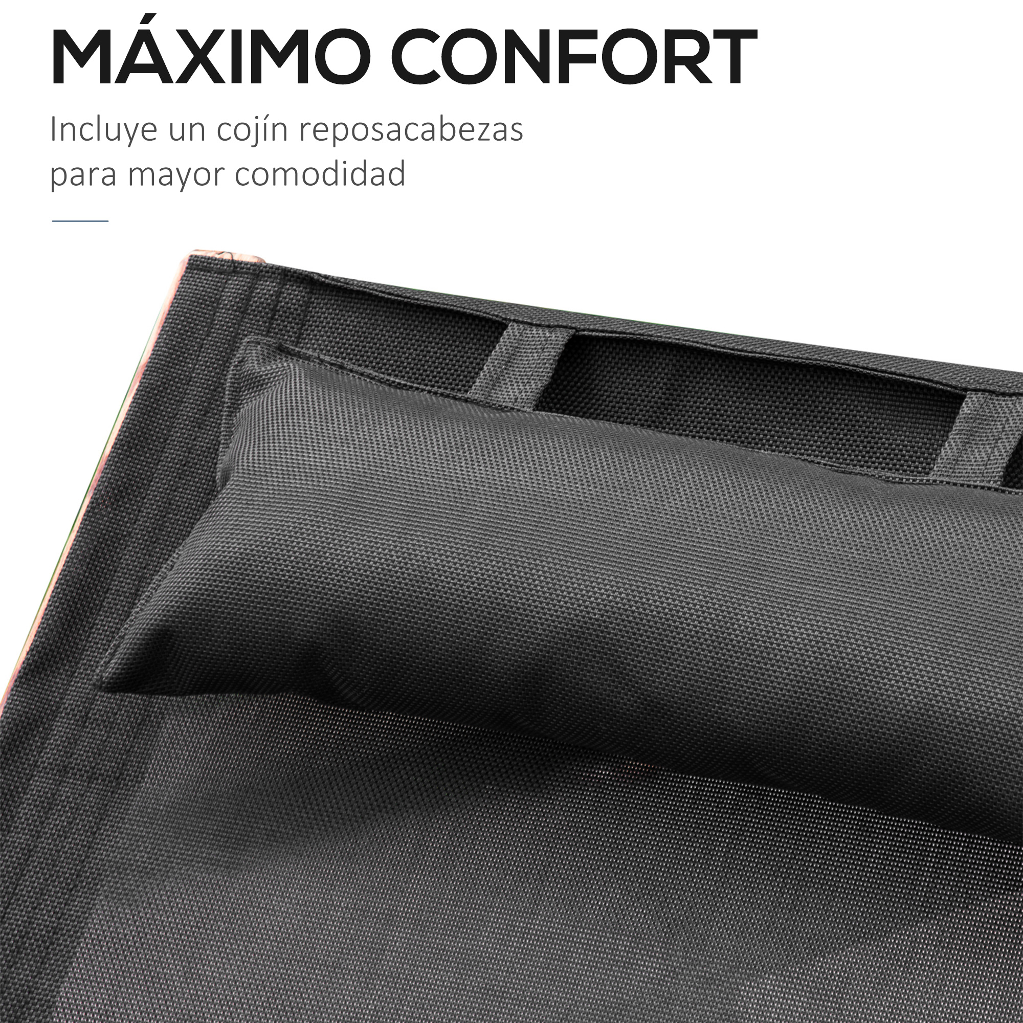 Espreguiçadeira de jardim Outsunny, modelo rede, 161x72x68cm, ideal para jardim, terraço, praia, piscina, pátio ou hotel, em madeira preta.