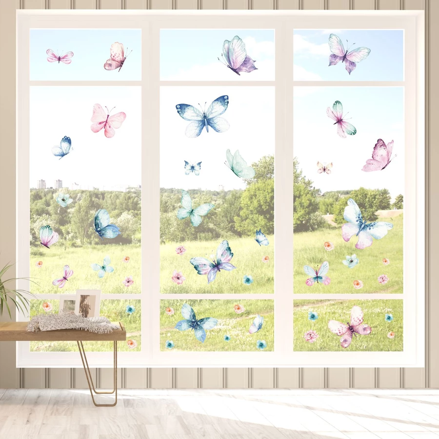 Nikima Fensterbilder Schmetterlinge selbstklebend bunt