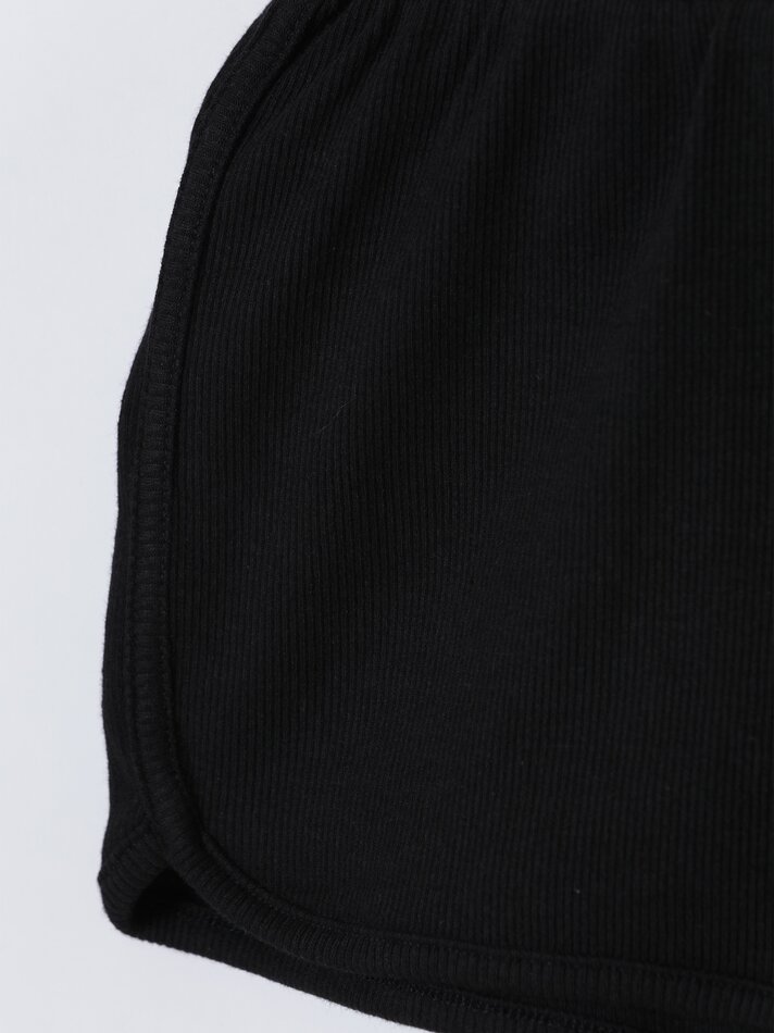 Conjunto de top canelado e shorts - Preto