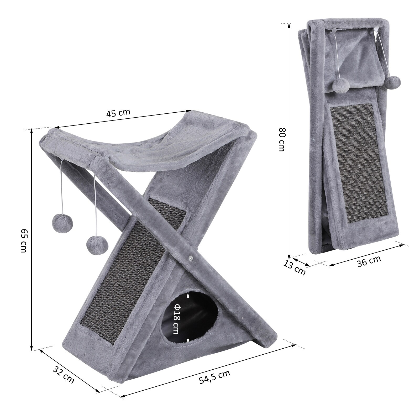 PawHut Katzenturm mit Höhle und Hängematte 50 x 32 x 65 cm (LxBxH)
