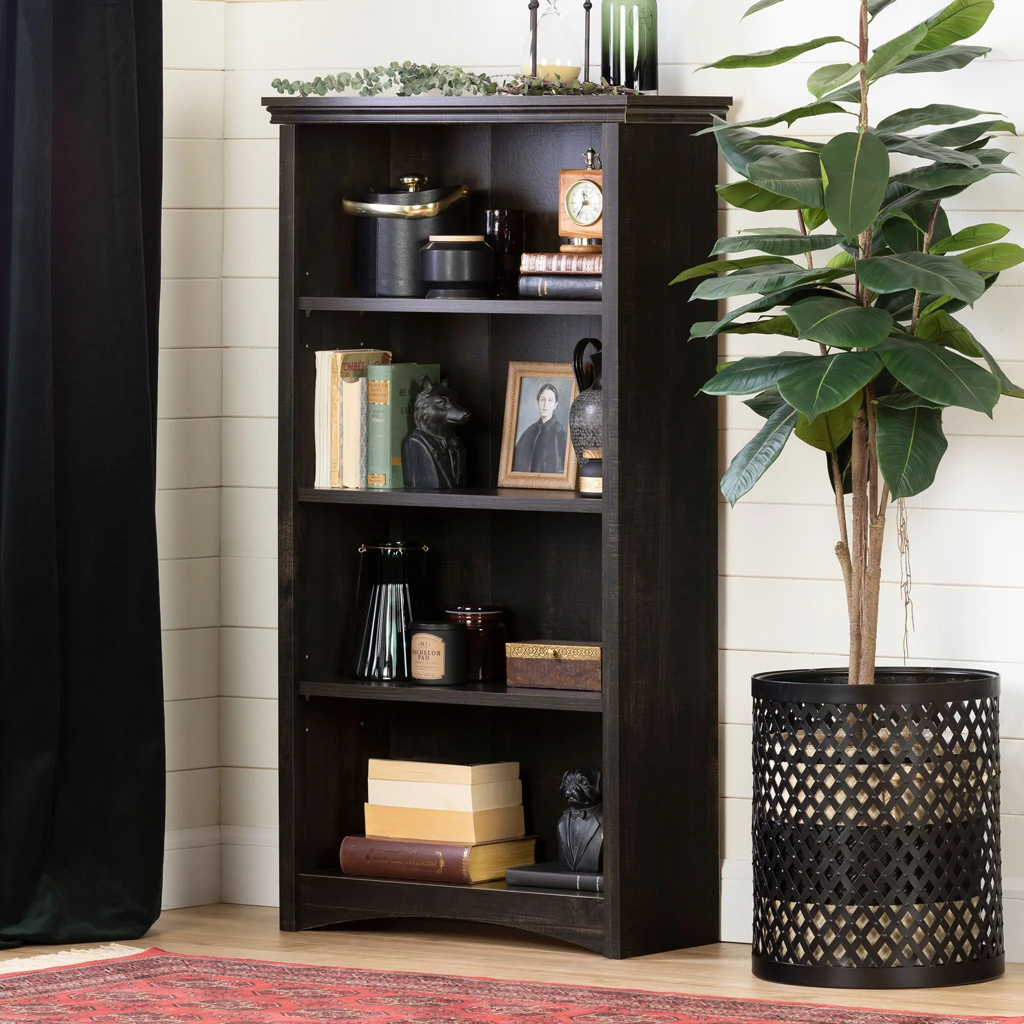 South Shore Bibliothèque 4 Tablettes - Gascony Noir antiqué