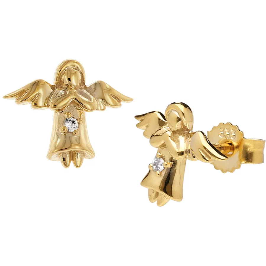 trendor Kinder-Ohrringe Engel Ohrstecker Gold 3338K mit Zirkonia gold