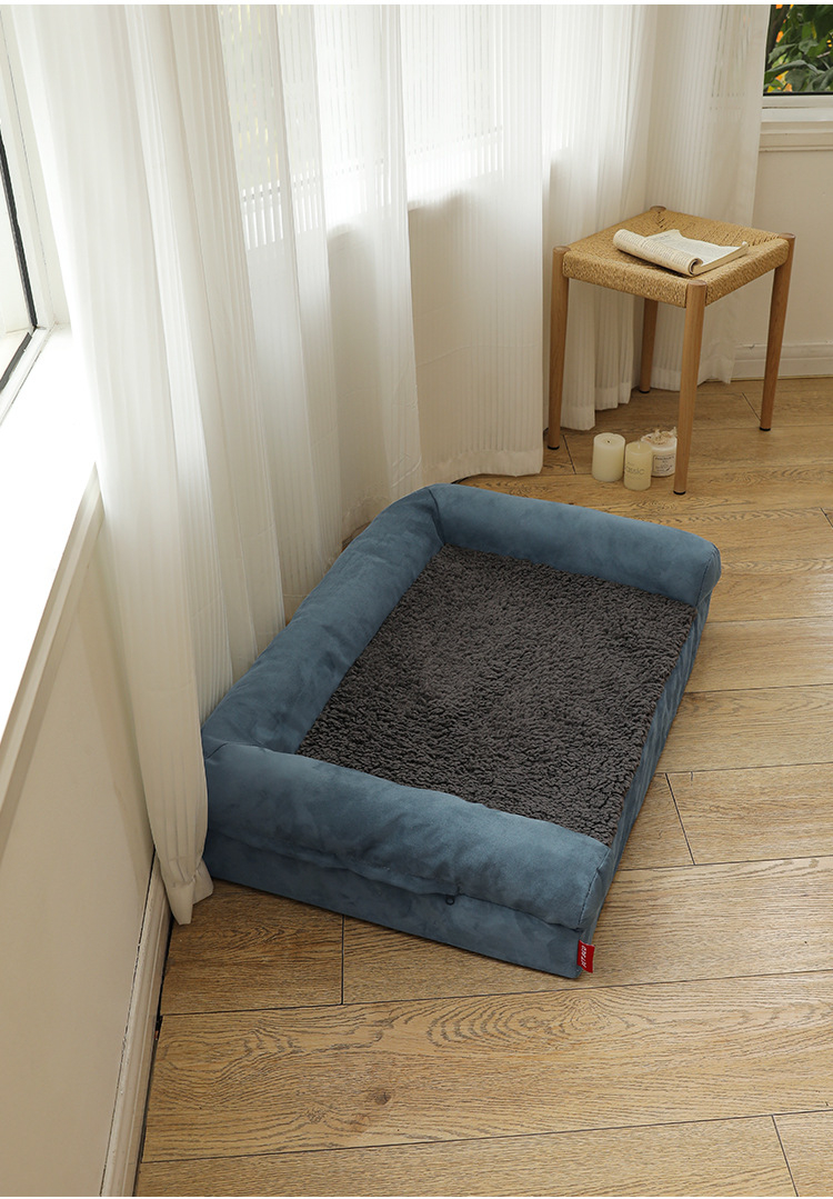 (90x70cm) Memory Foam Hunde Bett Ergonomisches Hundesofa Weiches Haustier Kissen - Braun / Grau