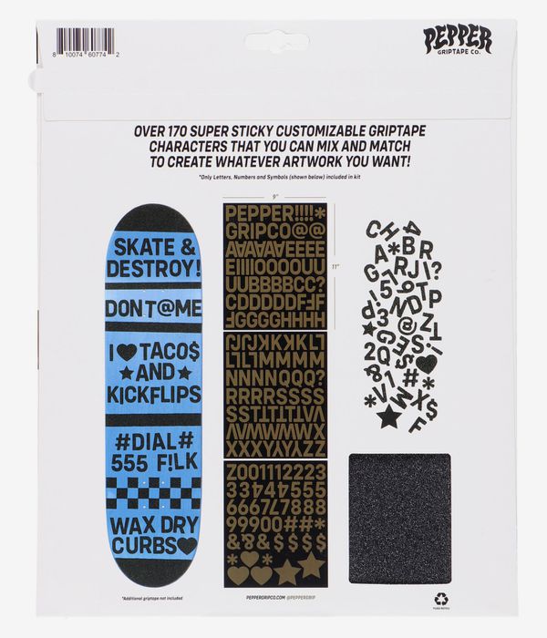 Pepper Griptape Co. G5 Alpha Numeric Grip Kit Griptape (black)