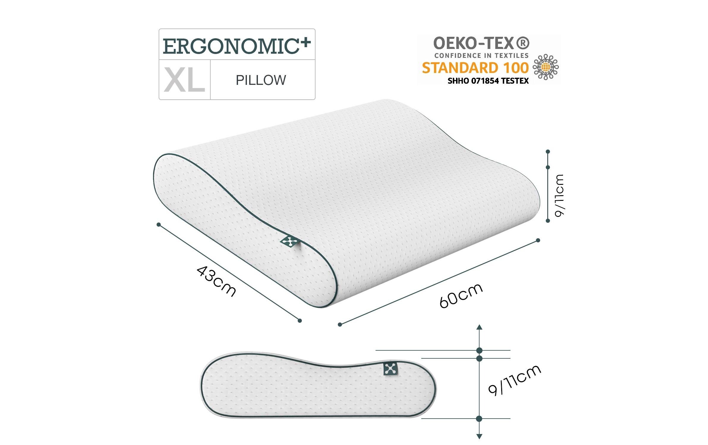 Nackenkissen Ergonomic + 60 x 43 cmErgonomisches Schlafkissen