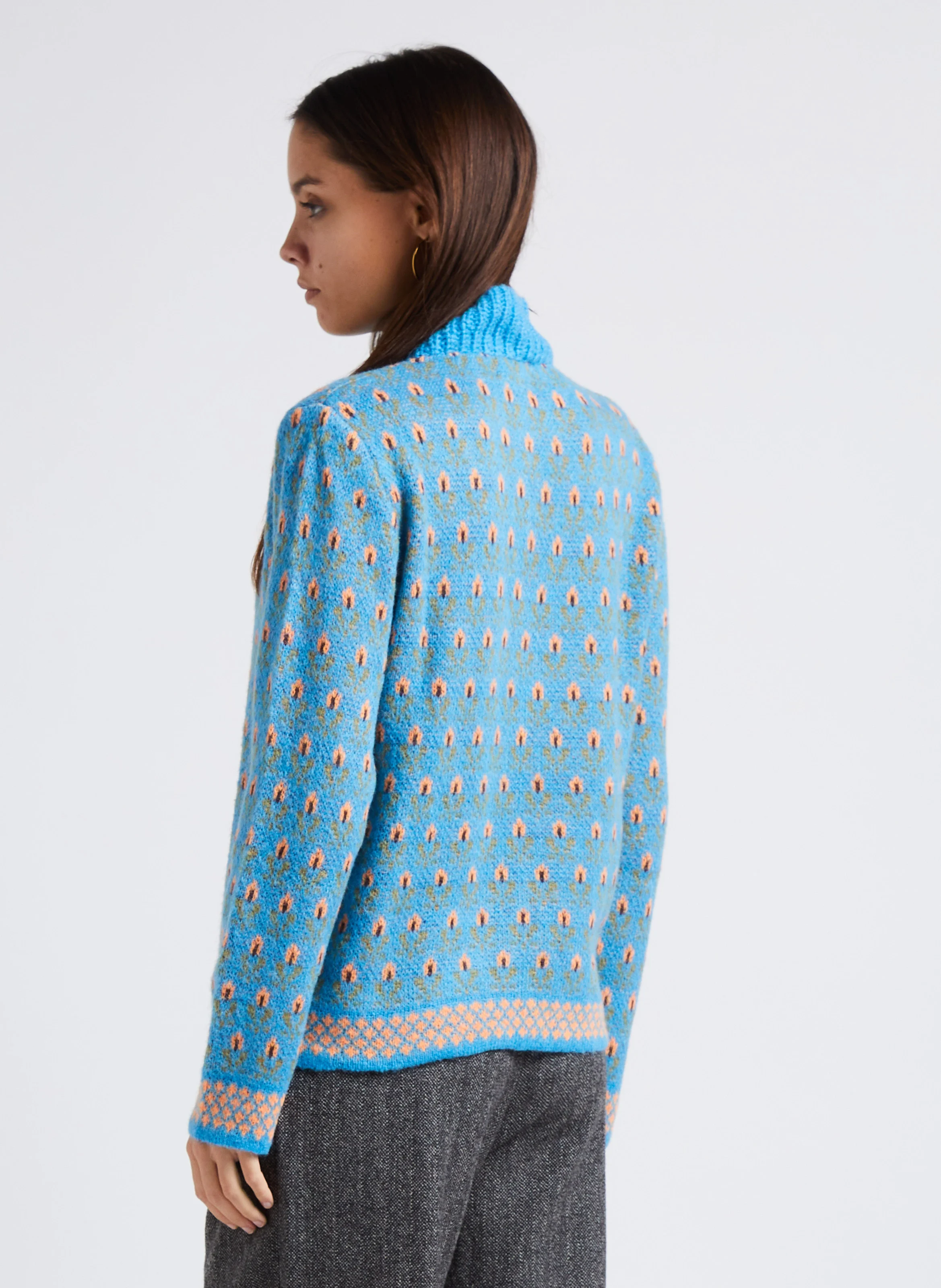VOLTERETA - Pull col montant boutonné jacquard | Multicolore