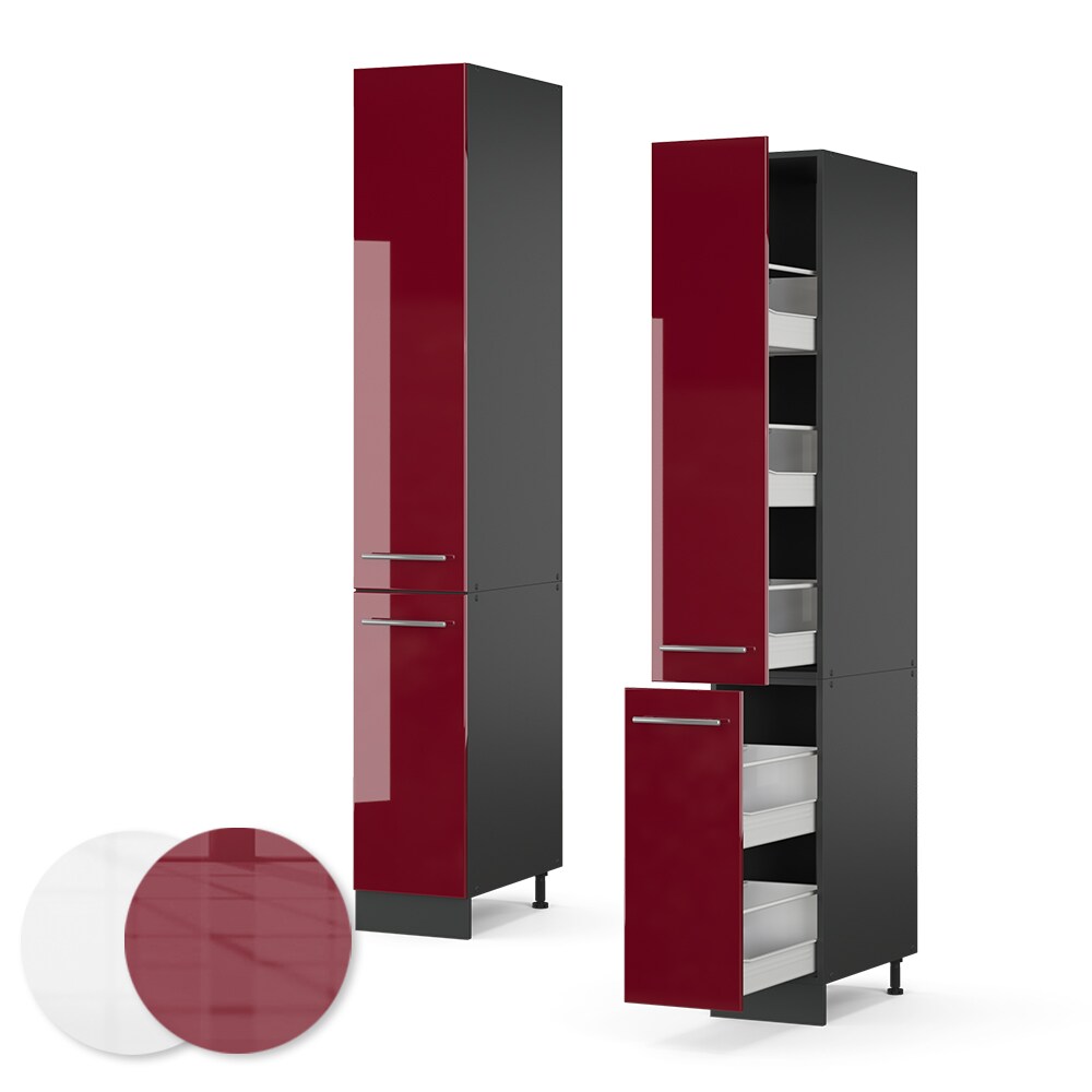 Vicco Apothekerhochschrank 30 cm Bordeaux Hochglanz Küchenschrank Hochschrank Küchenzeile Fame-Line