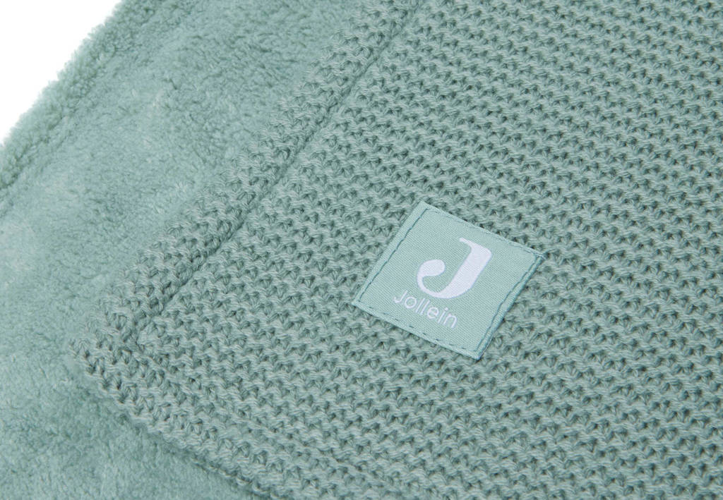 baby ledikantdeken Basic Knit 100x150cm Forest Green/Fleece