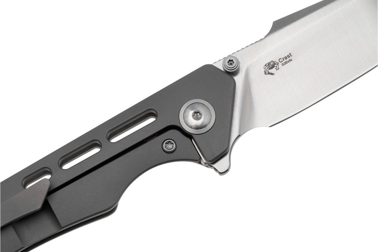 Kizer Crest Ki3714A1 Satin S35VN, Titanium zakmes, Gecko Customz Knifeworks design