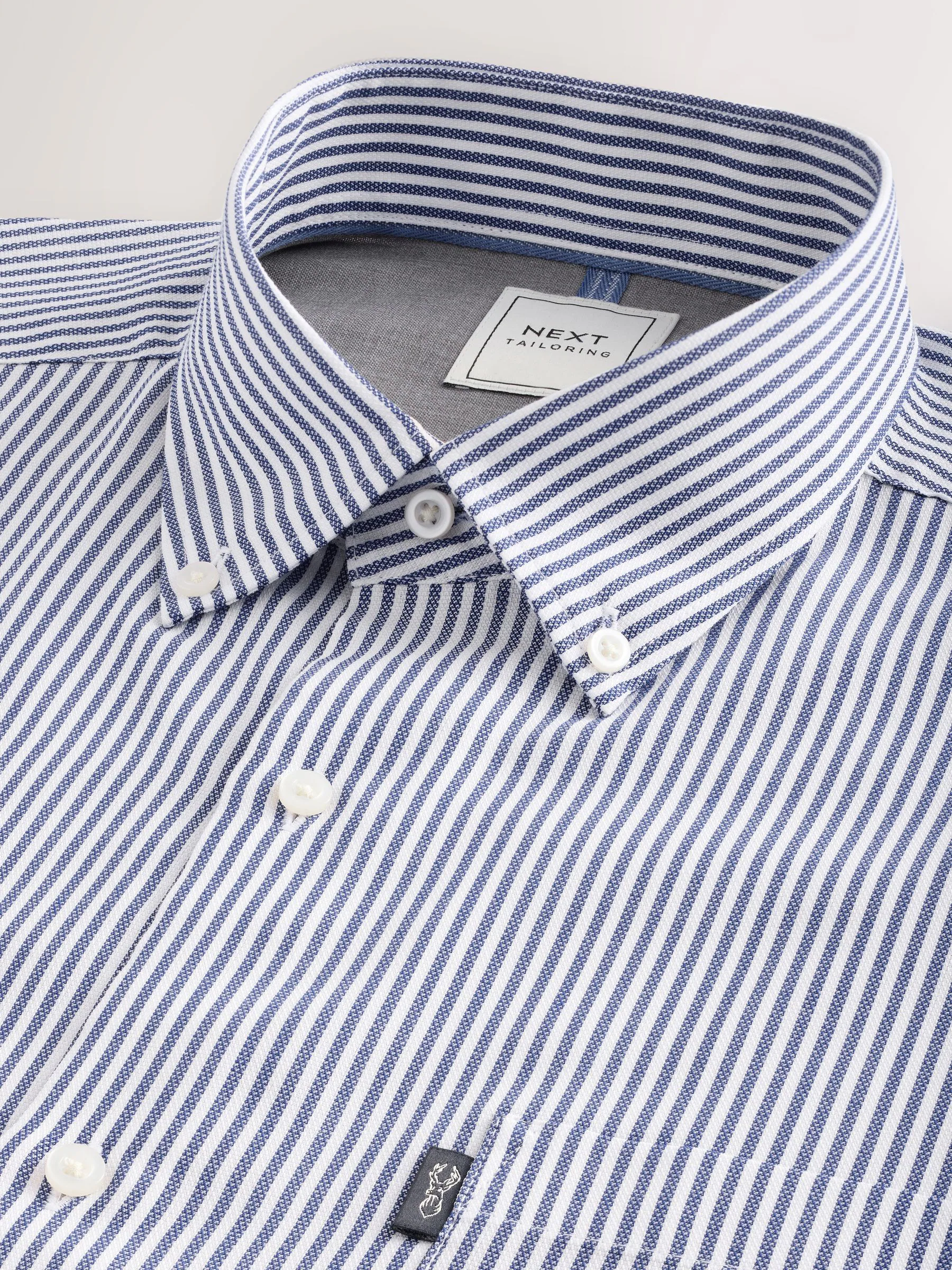 Blauw Bengaals - Strijkvrij Oxford overhemd met knopen