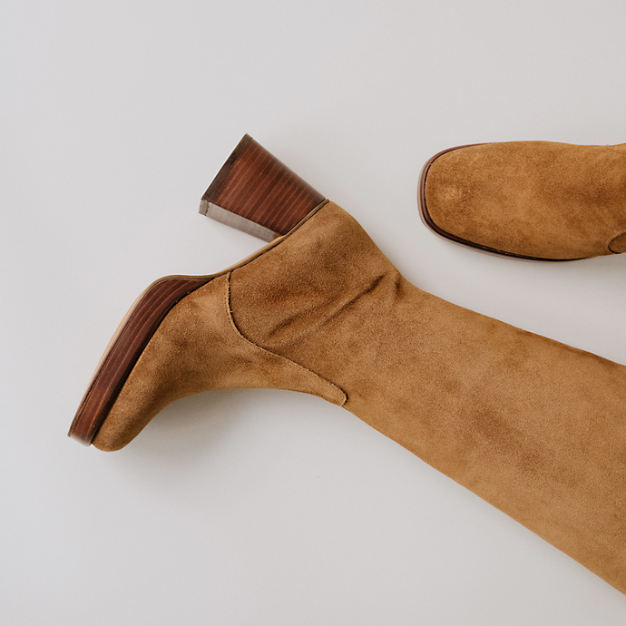 Bottes à plateformes  en croute tabac