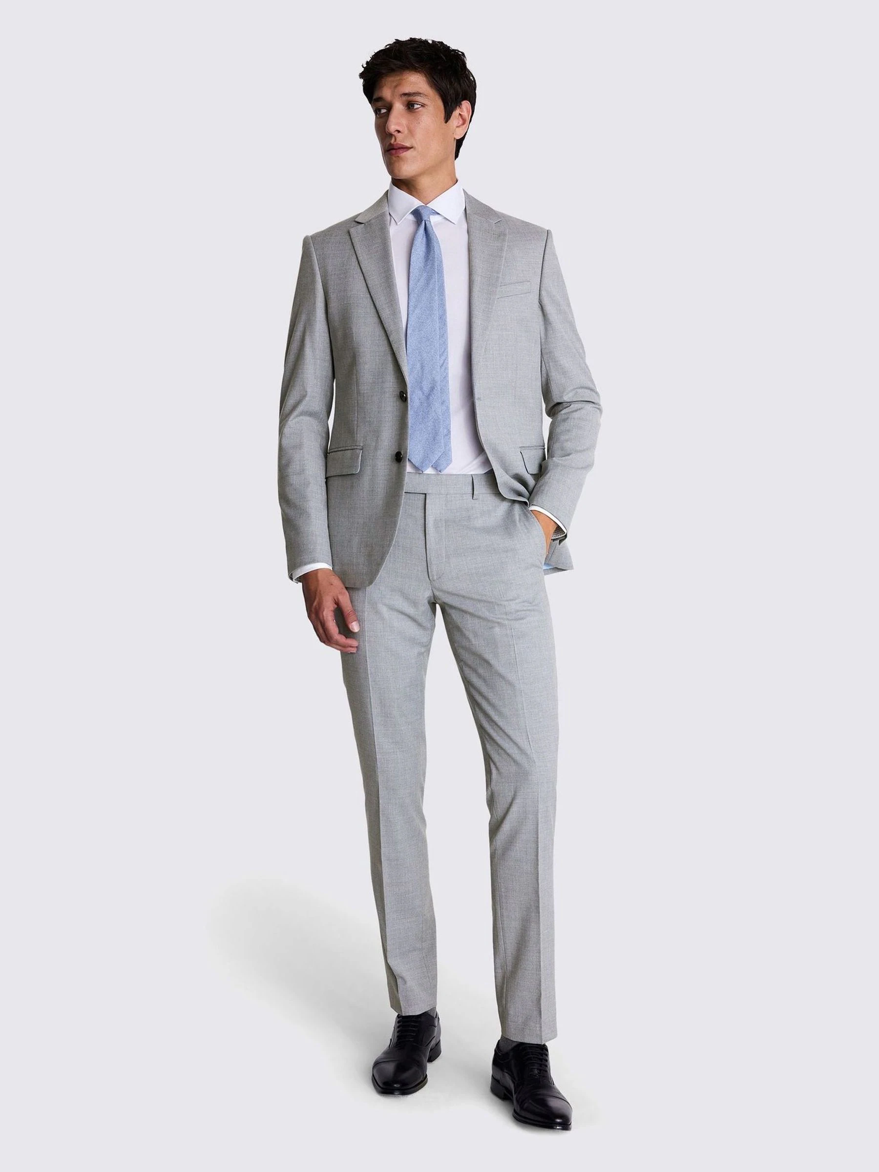 Grijs - MOSS Slim-fit stretchcolbert