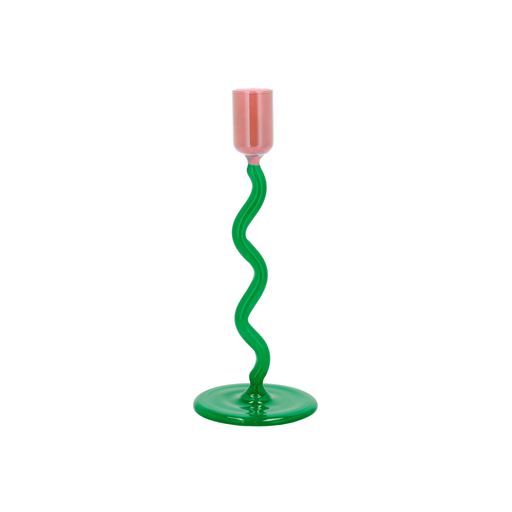 Villa Collection Styles Glaslysestage, Green/Rose