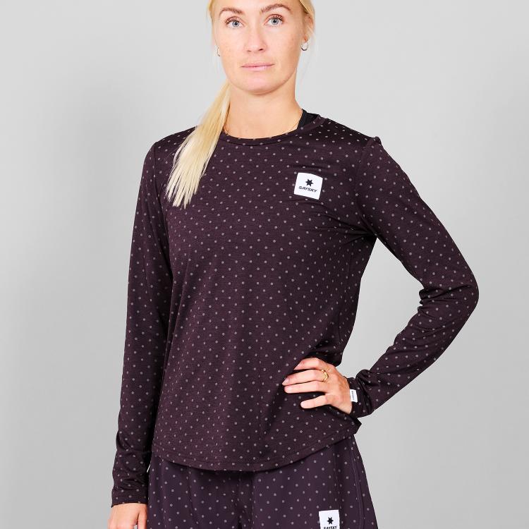 Saysky Reflective Polka Pace Long Sleeve Womens Black Purple