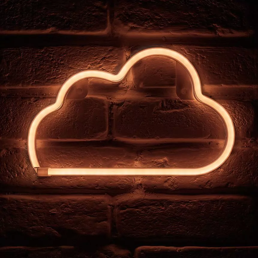 Enseigne lumineuse néon à piles (H18,7 cm) Nuage Blanc